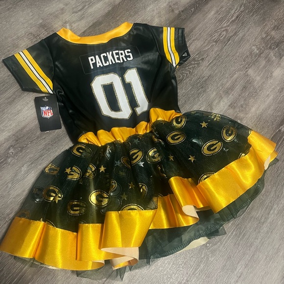 Kids Green Bay Packers Dress - Green and Yellow - Picture 4 of 9